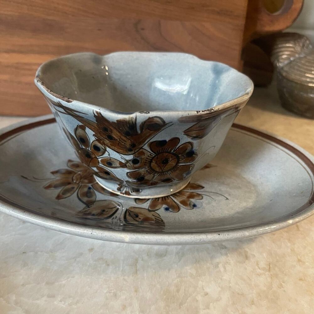 Tonala Mexico small pottery platter and bowl